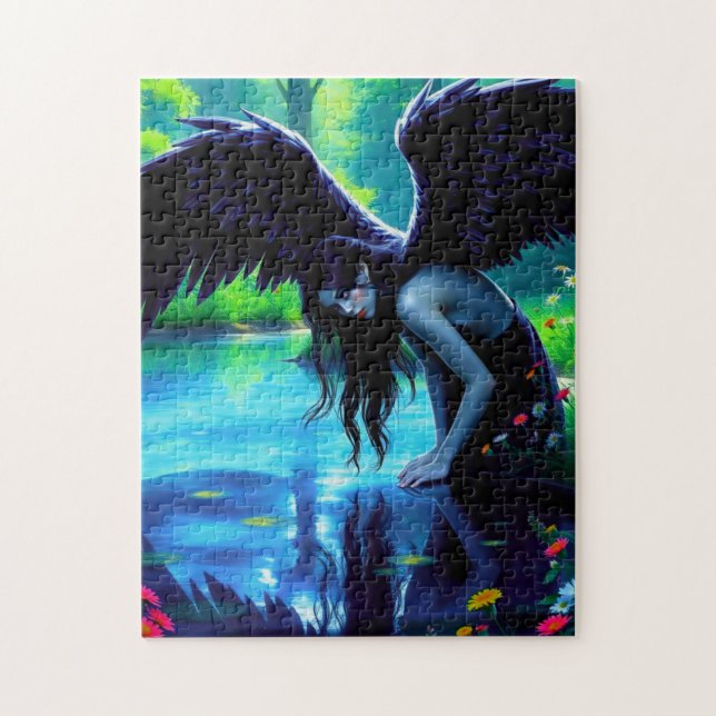 Majestic Dark Fairy Leaning by Reflection Jigsaw Puzzle (Vertical)