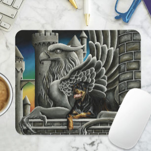 Majestic Dark Fantasy Rottweiler Gargoyle Castle Mouse Mat