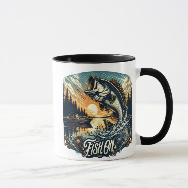 Majestic Dawn Leap A Bass Skyward Fish On Mug (Right)