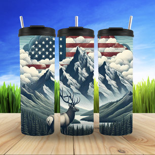 Majestic Deer Beneath American Skies Thermal Tumbler