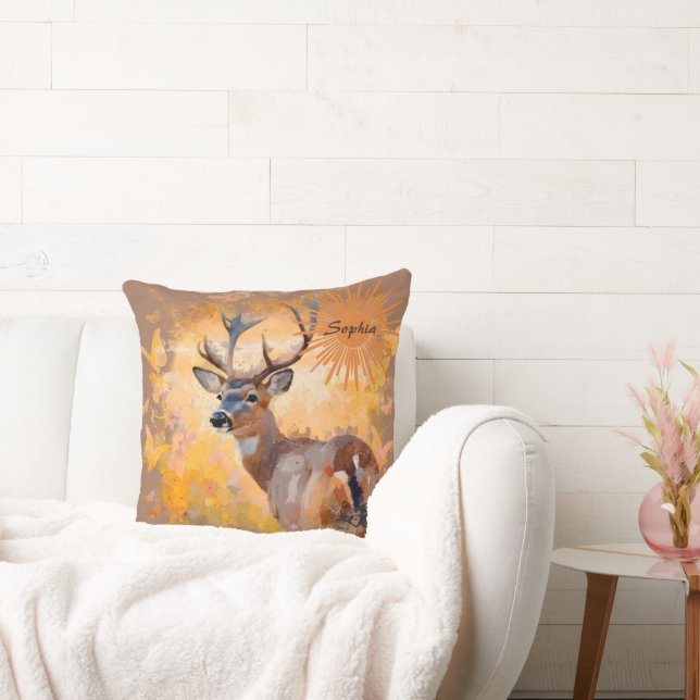 Majestic Deer in a Field of Wildflowers Cushion (Couch)