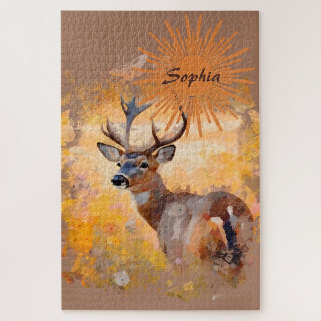 Majestic Deer in a Field of Wildflowers Jigsaw Puzzle (Vertical)