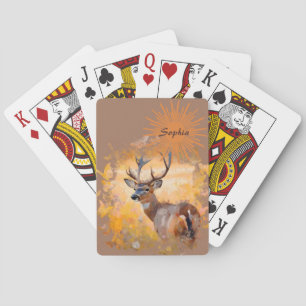 Majestic Deer in a Field of Wildflowers Playing Cards