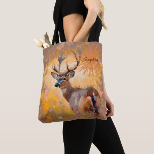 Majestic Deer in a Field of Wildflowers Tote Bag