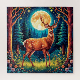 Majestic Deer in a Lush Forest Jigsaw Puzzle