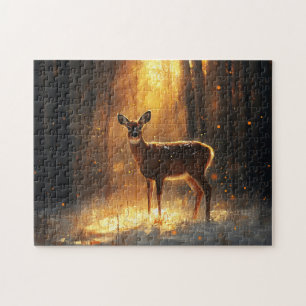 Majestic Deer in a Winter Forest Jigsaw Puzzle