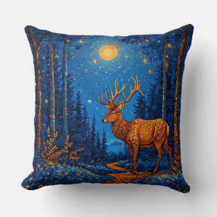 Majestic Deer In Enchanted Forest Nature 🦌 Cushion
