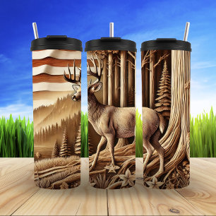 Majestic Deer in Serene Forest Thermal Tumbler