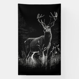 Majestic Deer in the Wilderness – Black&White Art Banner