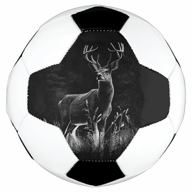 Majestic Deer in the Wilderness – Black&White Art Football (Front)