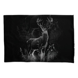 Majestic Deer in the Wilderness – Black&White Art Pillowcase