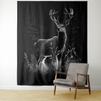 Majestic Deer in the Wilderness – Black&White Art