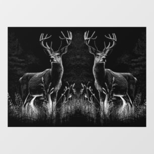 Majestic Deer in the Wilderness – Black&White Art Window Cling