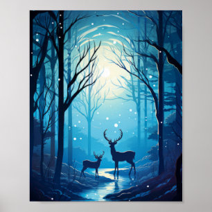 Majestic Deer Silhouette Vector Wallpaper Poster