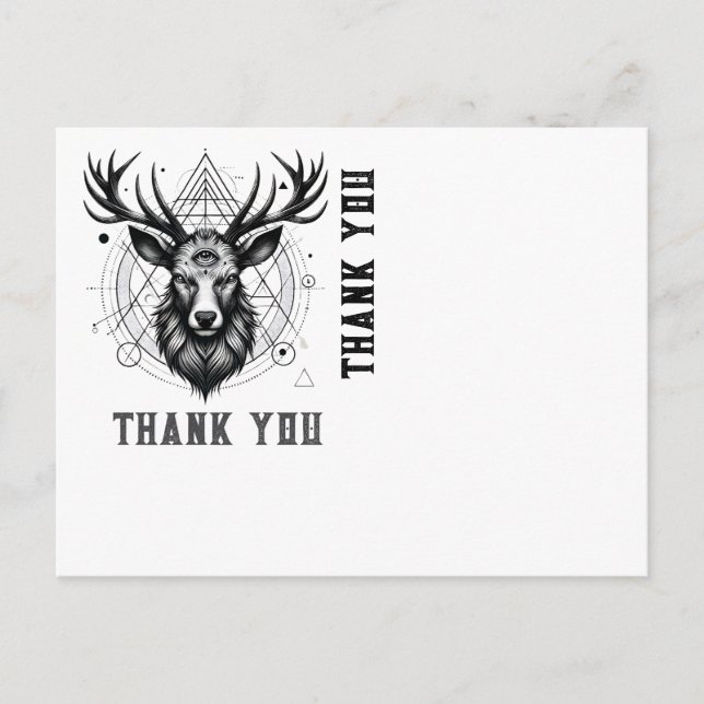 Majestic Deer with a Third Eye and Geometric Patte Postcard (Front)