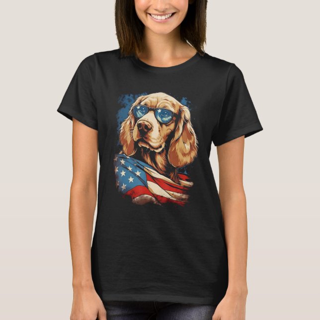 Majestic Dog American Flag Patriotic 4th Of July T-Shirt (Front)