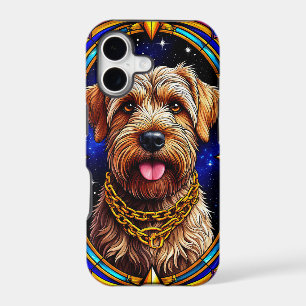 Majestic Dog Portrait in Stained Glass Style