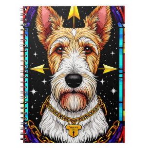 Majestic Dog Portrait in Stained Glass Style Notebook