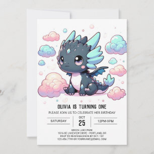Majestic Dragon 1st Birthday Invitation