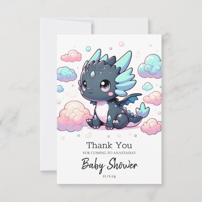 Majestic Dragon Baby Shower Thank You Card (Front)