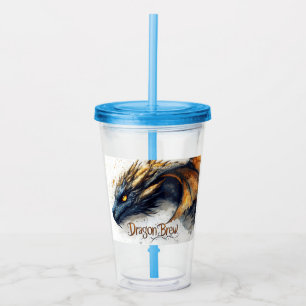 Majestic Dragon Head Watercolor Illustration Acrylic Tumbler