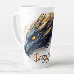 Majestic Dragon Head Watercolor Illustration Latte Mug