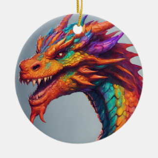 Majestic Dragon Portrait Ceramic Tree Decoration
