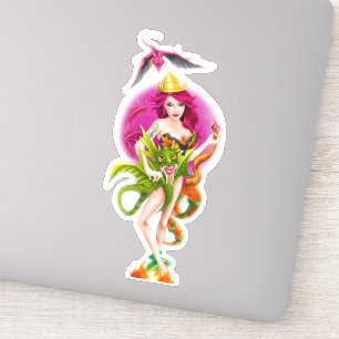 Majestic Dragon Princess Queen Flying Sticker 