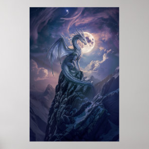 Majestic Dragon - Scales Gleaming in the Moonlight Poster