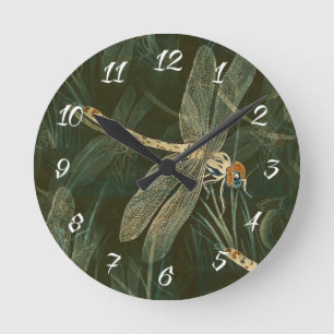Majestic Dragonfly Pattern Round Clock