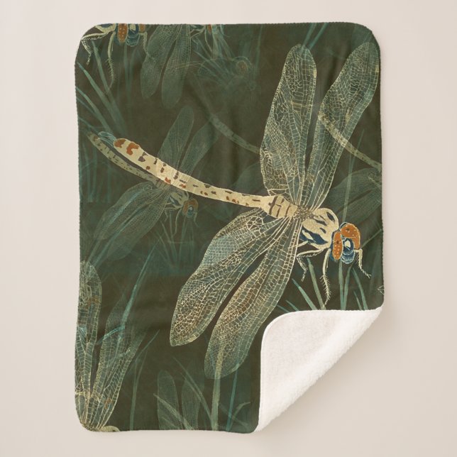Majestic Dragonfly Pattern Sherpa Blanket (Front)