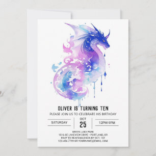 Majestic Dragon's Magical Birthday Invitation