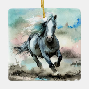Majestic Draught Horse Watercolour Ceramic Ornament
