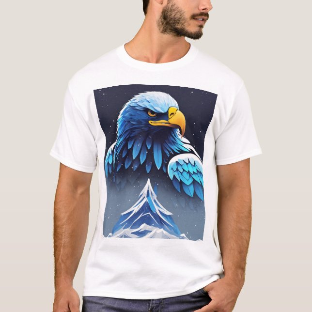 Majestic Eagle and Snowy Mountain T-Shirt (Front)