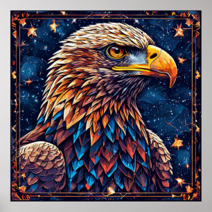 Majestic Eagle Bird Against Starry Sky  🌌⭐🌠 Poster