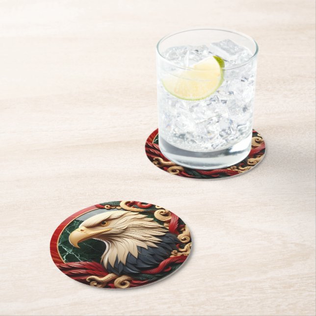 Majestic Eagle Captured  Round Paper Coaster (Insitu)