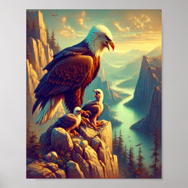 Majestic Eagle Capturing A Lake Trout 8"x10" Poster (Front)