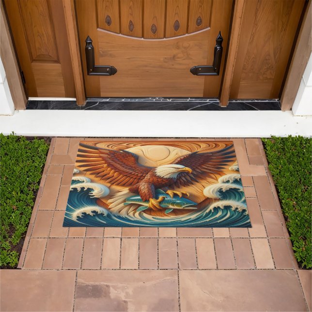 Majestic Eagle Clutching a Fish 36x24 Doormat (Outdoor)