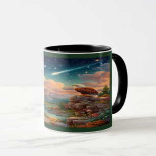 Majestic Eagle Cosmic Sky Mountain Mug