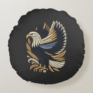 Majestic Eagle Embroidery Design Bold Patriotic Round Cushion