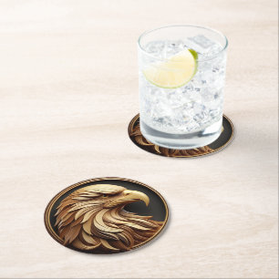 Majestic Eagle Encircled Round Paper Coaster