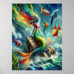 Majestic Eagle Fishing in a wave 24x36 Poster