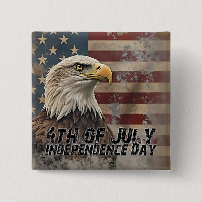 Majestic Eagle & Flag – Spirit of Freedom 15 Cm Square Badge (Front)