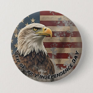 Majestic Eagle & Flag – Spirit of Freedom 7.5 Cm Round Badge