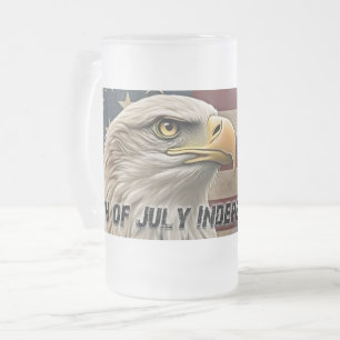 Majestic Eagle & Flag – Spirit of Freedom Frosted Glass Beer Mug