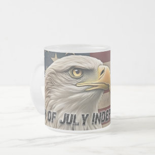Majestic Eagle & Flag – Spirit of Freedom Frosted Glass Coffee Mug