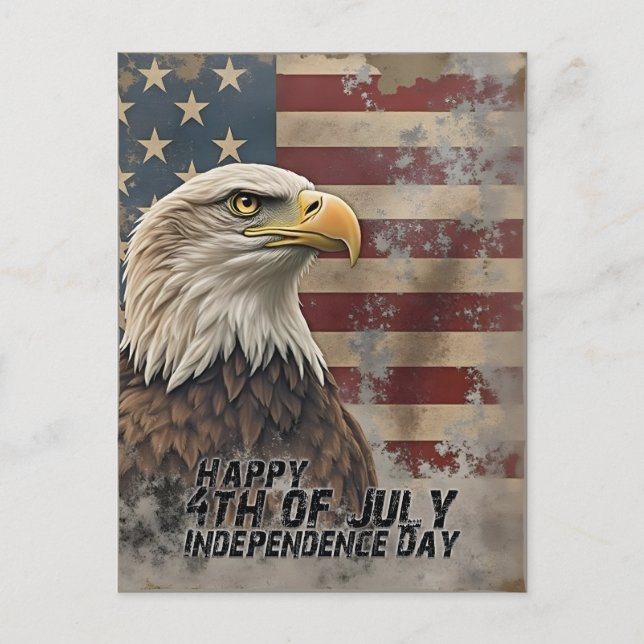 Majestic Eagle & Flag – Spirit of Freedom Holiday Postcard (Front)