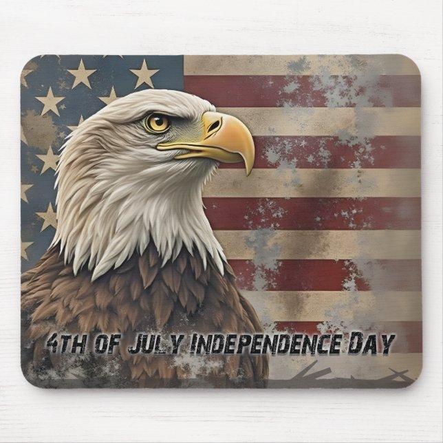 Majestic Eagle & Flag – Spirit of Freedom Mouse Mat (Front)