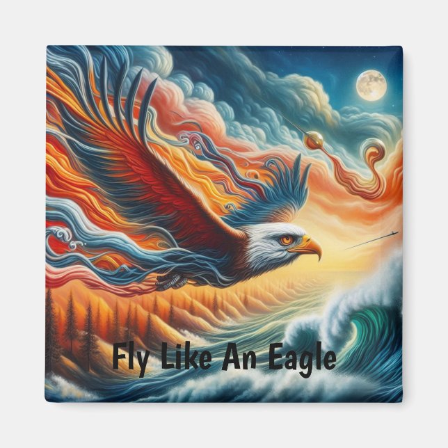 Majestic Eagle Fly Like An Eagle Fantasy Art Magnet (Front)