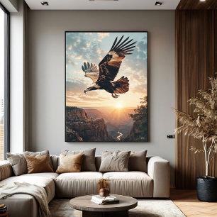 Majestic Eagle Flying at Sunset Canvas Print